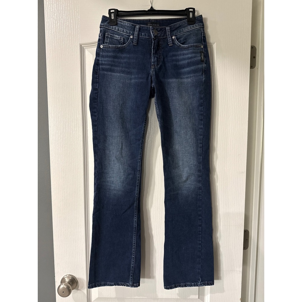 Silver Jeans Co Womens‎ Dark Wash Bootcut Denim Jeans Blue Mid Rise Size 27 READ